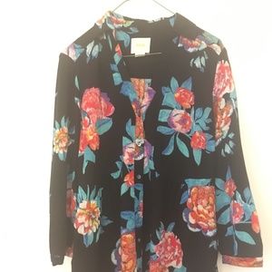 Anthropologie Floral Print Baby Doll Blouse
